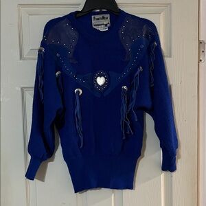 PIONEER Women's Embellished Royal Blue Sweater